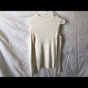 cold shoulder ribbed sweater